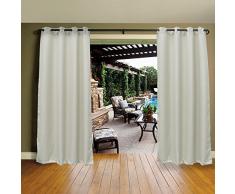 DREAM ART Outdoor wasserdichte Terrassenvorhänge Vorhang Baldachin Pavillon Privatsphäre Außenschatten/Jalousien Streifen, für Terrassentür Pergola, Cabana, Textil, perlweiß, W54x L84