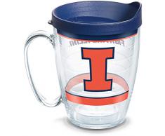 Tervis 1348032 Illinois Fighting Illini Tradition Isolierbecher mit Wickelverschluss und marineblauem Deckel, 450 ml, transparent