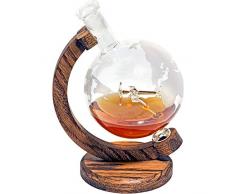 Geätzt Globe Flugzeug Whisky Dekanter – 1000 ml bleifreies Glas Whiskey Dekanter mit Flugzeug, Innen Scotch, Bourbon Rum, Wein oder Whisky 34oz (p51-d Mustang)