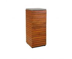 greemotion Dekosäule aus Akazien Holz-Blumensäule Outdoor & Indoor-Wetterfeste Garten Pflanzsäule, Mittel-Deko Säule mit Platte in Stein Optik, Braun, 33.5 x 33.5 x 97 cm