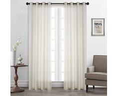 Dreaming Casa Leinenvorhang 2*(52 W x 108 L) Solid-Linen-White-Grommet Top-2 Panels
