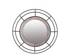 Benjara Wandspiegel, geometrisches Design, rund, Metallumhüllung, Braun und Schwarz