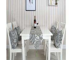 NikiCains Luxus Damast Tischläufer, 33 x 228,6 cm Handgefertigt Dick Klassischen Dekorationen für Tisch Schwarz 33 cm 243,8 cm.