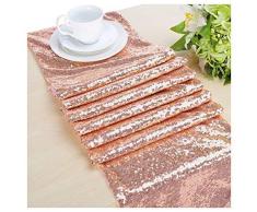 SoarDream Pailletten-Tischläufer, Hochzeit, Tischdecke, rechteckiger Tisch, Tischdecke, Champagner-Ton, 30,5 x 182,9 cm 12x72 rose gold