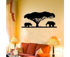 INDIGOS WG30550-90 Wandtattoo w550 Afrika / Steppe Nashorn mit Löwe 125 x 55 cm, silber