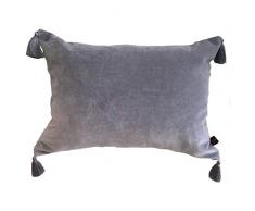 Ragged Rose Kissen, Samt, mit Quaste, 35 x 50 cm, Silbergrau