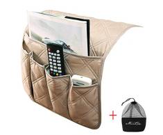 ipenny Couch Sofa Armlehne Organizer Stuhl TV Fernbedienung Halterung Bett Storage Tasche für Handy Tablet Notizblock Buch Zeitschriften DVD, Tränke Snacks Halter Tasche Dark Grey (Dual Pockets on Each End)