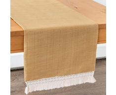 The White Petals Tischläufer, Makramee-Spitze, Boho-Stil, mit Stoff gefüttert, ohne ausfransende Kanten, für Zuhause, Küche, Esszimmer, Urlaub, Hochzeit, Party 13x64 inch Gold