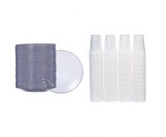 AmazonBasics - Teller aus Kunststoff, Einwegteller, 100-er Pack, 19 cm & Partybecher aus Kunststoff, Einwegbecher, 473 ml, 240er-Pack, Transparent
