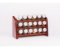 Gald Gewürzregal, Küchenregal für Gewürze und Kräuter, 18 Gläser, Holz, Braun/matt, 30.5 x 20.5 x 10.5 cm