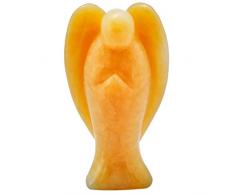 mookaitedecor Kristall Pocket Schutzengel Figur Geschnitzt Edelstein Heilung Statue 7,6 cm Jade/Gelb