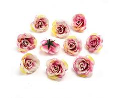 Seidenblumen in Großhandel Kunstblumen Köpfe Seide Blume Dahlia Rose Künstliche Blumen Kopf Hochzeit Dekoration DIY Kranz Geschenk-Box Scrapbooking Craft Fake Blume 30 Stück 3,5 cm rosarot