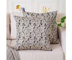 JSBYY Set von 2 dekorativen Boho-Kissenbezügen, Baumwollmischung, quadratische Kissenbezüge für Couch Sofa Schlafzimmer Auto, 45,7 x 45,7 cm 18×18 inch Gold-Rose