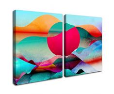 Gardenia Art – Leinwand Wandkunst für Wohnzimmer, Büro, Bar, Zubehör und Dekoration, gespannt und gerahmt Modern 12 x 16 Inch Geometric Gradient Graphic