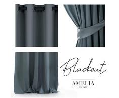 AmeliaHome Blackout Vorhang 1 St. Blickdicht, Polyester, Graphit, 140x245
