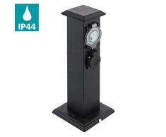 EGLO Outdoor Zubehör Steckdosensäule, Gartensteckdose inkl. Zeitschaltuhr, 2 Steckdosen, Material: Stahl und Kunststoff, Farbe: Schwarz, IP44