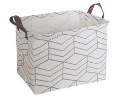 CLOCOR Rechteckiger Aufbewahrungskorb, zusammenklappbar, niedliches Muster, wasserdichte Beschichtung, Aufbewahrungsbox mit Griffen für Zuhause, Spielzeug-Organizer, Regalkorb Grau gestreift