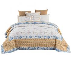 Tache 2–3 Stück 100% Baumwolle Floral Patchwork Winter Frost blau gelb weiß Tagesdecke Überwurf Quilt Set, baumwolle, White, Yellow, Blue, Multi, Gold, King Size