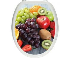 Pixxprint Bunte Obstmischung auf edlem Holztisch als Toilettendeckel Aufkleber, WC, Klodeckel - Maße: 32x40 cm, Gläzendes Material Toilettendeckelaufkleber, Vinyl, 40 x 32 x 0.02 cm