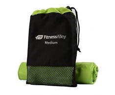 Fitness Alley Mikrofaser Super Absorbierende Schnell Trocknende Handtuch - Ultra Kompaktes Reisehandtuch für Camping & Rucksackreisen, Sandfreies Strandtuch, Sporthandtuch für Fitnessstudio, Schwimmen, grün, M (50x100cm)
