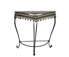 Essential Dcor Entrada Collection EN01078 Esstisch aus Metall, mit Perlenmotiv, 79 x 86 x 41 cm, silberfarben