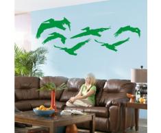 INDIGOS 4052166088633 Wandtattoo w481 Vögel Wandaufkleber 120 x 44 cm, grün