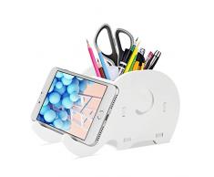 Aimeio Cute Holz Elefant Handy-Halter Stifthalter iPhone Ständer Abnehmbare Schreibtisch Organizer für Home Decor