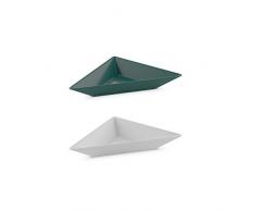 Koziol 3481385 Tangram 3 Serving Bowl Set, One Size, Cotton White/Emerald Green