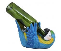 Ebros Weinflaschenhalter in Regenwald mit arlachroten Aras, 26 cm lang, für Küche, Esszimmer, Party, Gastronomie, Dekoration, Statue von südamerika, immergrünen Waldvögeln Blue Macaw