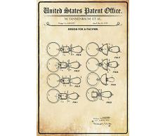 United States Patent Office - Design for A Pacifier - Entwurf für eine Schnuller - Tannenbaum, 1955 - Design No 2.889.829 - Blechschild