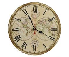 Old Oak Dekorative Wanduhr Vintage Silent Nicht batteriebetrieben für Wohnzimmer Küche Badezimmer Schlafzimmer Wand Decor 14-inch Goldworldmap