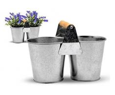 AR Blumentopf aus Metall mit Griff, 20 x 14 cm