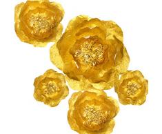 Handgefertigte Blumen, große Krepppapierblumen (goldene Blume) für Hochzeitshintergrund, Baby- Kinderzimmer, Heimdekoration, Geburtstagsparty, Fotohintergrund, Kinderzimmerwand, Torbogen Dekoration, Veranstaltungsdekorationen