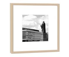 COGNOSCO - Fotografie im Holzrahmen: Luther Denkmal Neumarkt Dresden - Fotodruck - Format 27 x 27 cm - Rahmenfarbe beige - Hochwertiges Wandbild, Geschenkidee oder Souvenir aus Dresden