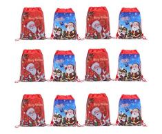 Qingsi 16 x Weihnachtssäckchen mit Kordelzug Weihnachtsmann Sack Geschenk Rucksack Leckerlibeutel Leckerlibeutel Beutel Beutel Beutel Beutel Beutel Beutel