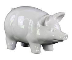 Urban Trends Keramik stehend Pig Figur mit Augen Glanzfinish, lackiert, Weiß