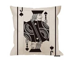 HGOD DESIGNS Poker-Kissenbezug, Motiv Jack of Pikes, Baumwolle, Leinen, Polyester, Dekoration, Sofa, Schreibtisch, Stuhl, Schlafzimmer, 40,6 x 40,6 cm 18x18 Inch A1-0186