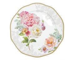 Easy Life Dessertteller, Porzellan, Mehrfarbig, 21 x 21 x 6 cm