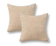 Jeanerlor Euro Überwurfkissenbezug für Sofas, Couch, Stuhl, Bett, Outdoor, von Home Decor Kunstleinen mit Bambusstruktur Modern 18＂x18＂,Set of 2 Natural Linen