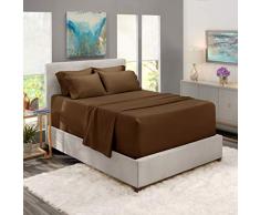 Nestl Bedding 6-teilige extra Tiefe Taschenlaken - Super Tiefe Bettlaken passend für 18 bis 24 Zoll Matratze - Hotel Ultra Deep Bettlaken California King Braun Schokolade