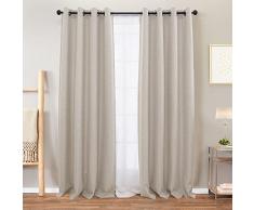Vangao Verdunklungsvorhänge für Schlafzimmer, Verdunkelung, Leinen, strukturierte Vorhänge für Wohnzimmer, Ösen, 228 cm, 2 Paneele, Grau/Beige