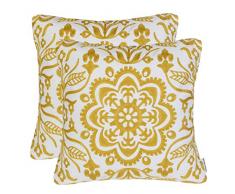 Mika Home Stickerei Geometrische links Accent dekorativer Überwurf-Kissenbezug Sofa Kissen Fall für 45,7 x 45,7 cm fügt Baumwolle Stoff gold weiß, baumwolle, Pack of 2-Color 2, 45 x 45 cm (18 x 18 Zoll)