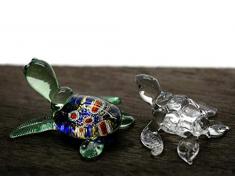 ChangThai Design 2 Stück Aquarium Kristall Blau Schildkröte Handschale Glas Puppenhaus Miniatur-Dekoration