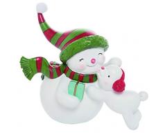 Transpac Weihnachtsfigur Schneemann und Hund, Weiß