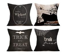 Aremazing Kissenbezug, Sommer-Stil, grüne Sukkulenten, Kaktus, Stachelbirne, Baumwolle, Leinen, Heimdekoration, 45,7 x 45,7 cm, 4 Stück 18 X 18 inches Set of 4 Happy Halloween