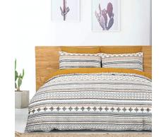Sleepdown Mustard Bedding Double Moroccan Tiles Senf Bettwäsche-Set für Doppelbetten, Wendebettwäsche und Kissenbezüge, Baumwollmischung, senffarben