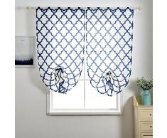 NAPEARL Leinenoptik halbtransparenter Kurz Vorhänge Küche Fenster Querbehang Vorhang Set 32 Wx63 L Blau