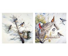 Impact Posters Gallery Impact Poster Galerie Wanddekoration Kunstdruck Bluebirds Bei Vogelhaus und Wild Birds at Futterhaus Zwei Set Bild (8 x 10)