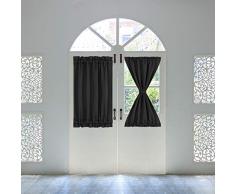 PICCOCASA Verdunkelungsvorhang für Terrassentür, Fensterbehandlung, Schiebevorhänge für Privatsphäre – Verdunkelung, französischer Glas-Türvorhang W25 x L40 schwarz