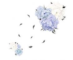 Amaonm Fashion Pfingstrosen Blumen Wandaufkleber abnehmbar DIY Floral Wandaufkleber Kinderzimmer Mädchen Kinderzimmer Schlafzimmer Blume Peel Stick Art Decor Dekoration für Wohnzimmer Bad Büro Wand Ecke a